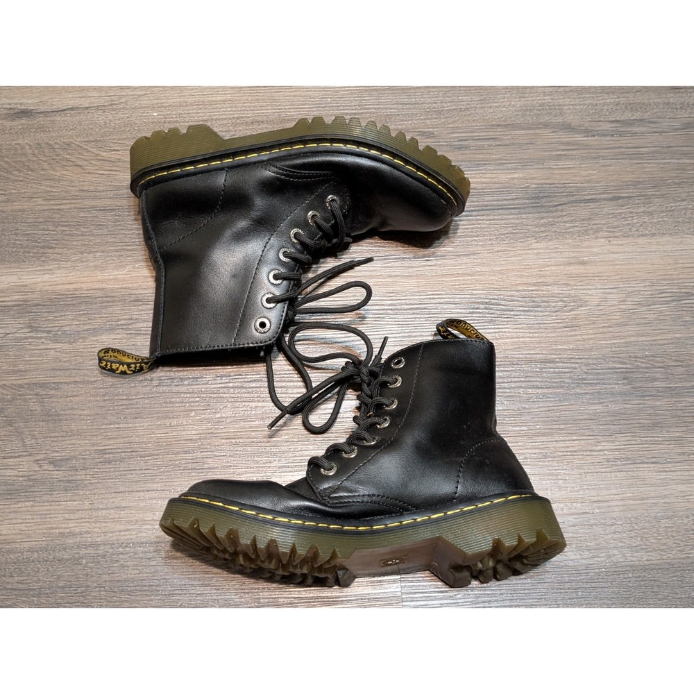 Dr Martens Luana Black Leather Lace Up Combat Boots Womens Size 6 UK 37 EU - Picture 3 of 8